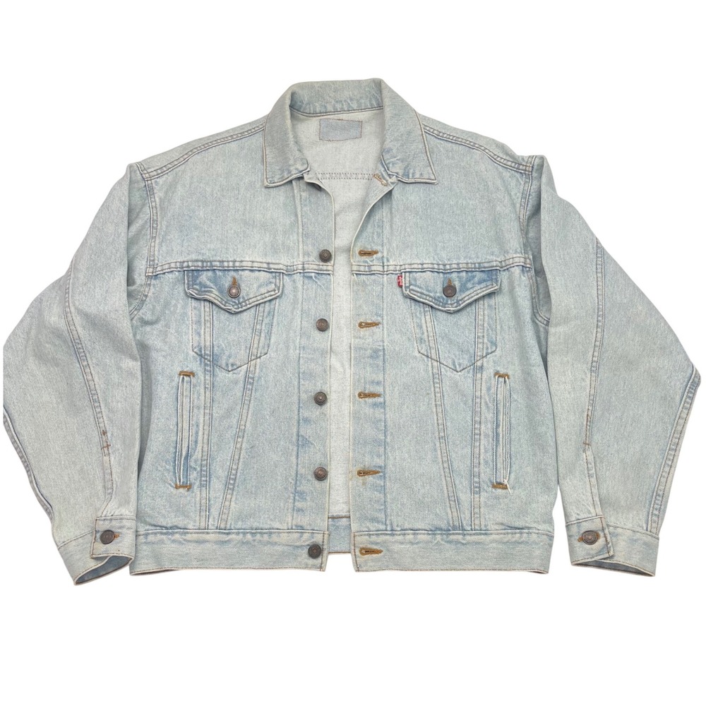 Vintage 80s Levi's Denim Trucker Jacket Light Wash Men's M Red Tag Made in‎ USA